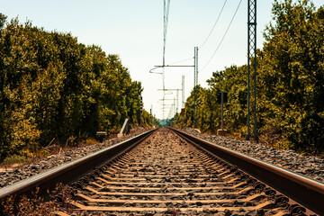 the railway line of a little frequented track in Puglia