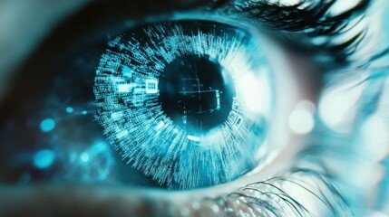 Futuristic digital eye concept, representing technology and artificial intelligence