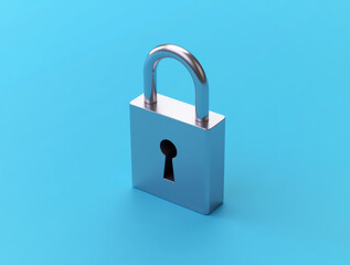 Fototapeta premium metal lock on blue background