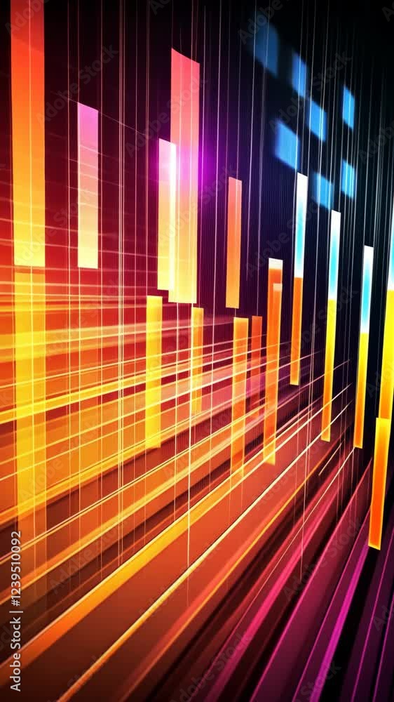 Poster vibrant abstract design featuring dynamic lines and colorful bars in a digital art composition