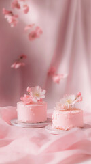 Naklejka premium Monochromatic Floral Cakes with Soft Elegance