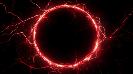 Dark energy circle with red lightning effect. Sci-Fi Influence. Illustration