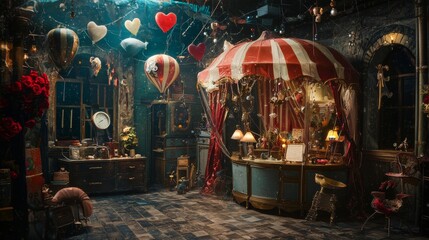 Obraz premium Whimsical vintage-style carnival scene