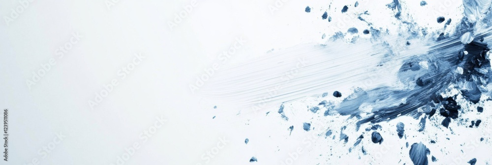 Poster abstract blue splash art created with paint on a white canvas highlighting fluid motion and texture.