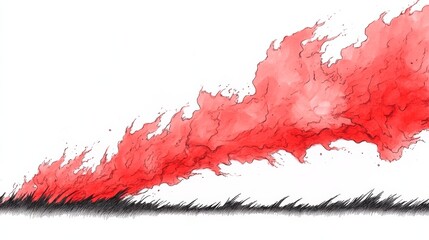 Fiery red watercolor explosion against a stark white background, evoking feelings of intensity and power.