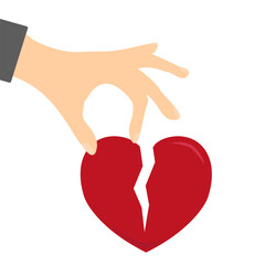 Mental help concept. Hand take care of a broken heart icon vector illustration design isolated