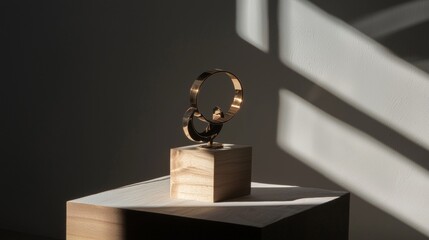 Minimalist sculpture in dramatic lighting