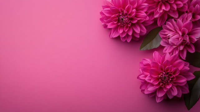 Fototapeta Bright pink flowers contrast beautifully against a vibrant pink background. Generative AI