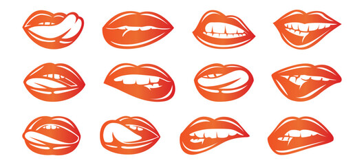 vector set of lips