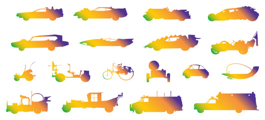 Antique vehicle icon collection