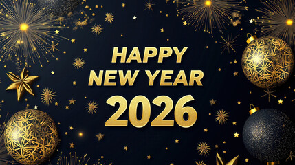Fototapeta premium Create a digital poster or banner for New Year 2026 with a sleek and futuristic design.