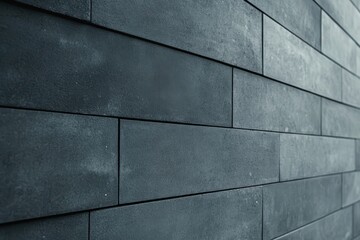 Tight shot of unevenly arranged dark gray concrete brick wall