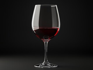 professional flat design showcases wine glass featuring rich red liquid inside. glass is presented against black backdrop enhancing its elegant shape and customizable etching.