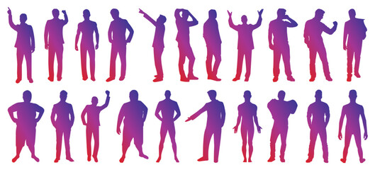 Man and businessman pose icon collection