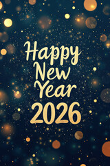 Create a digital poster or banner for New Year 2026 with a sleek and futuristic design.
