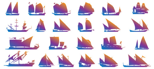 Sailing ship icon collection