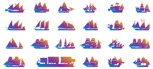 Sailing ship icon collection