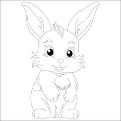 Kawaii Rabbit Line Draw Easter Coloring Page