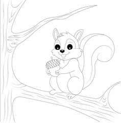 Kawaii Squirrel Hand Draw Wildlife Coloring Page
