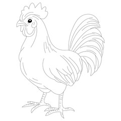 Kawaii Roster Hand Draw Coloring Page