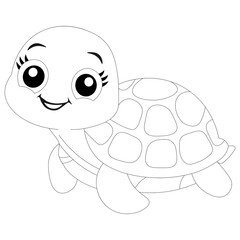 Kawaii Turtle Coloring Page for Tooddler