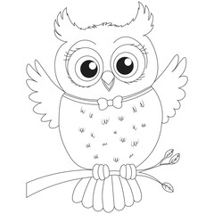 Owl Hand Draw Kawaii Coloring Page