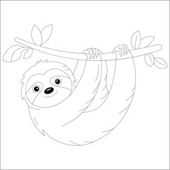 Sloth Line Draw Coloring Page