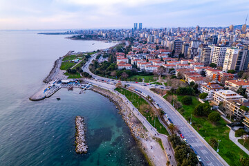Suadiye District in Kadikoy. Istanbul, Turkey. Beautiful aerial view with drone shot.