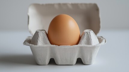 a single egg in an empty carton