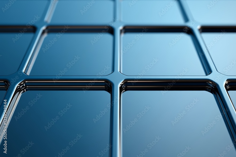 Aufkleber abstract blue metallic grid surface with reflections and geometric patterns