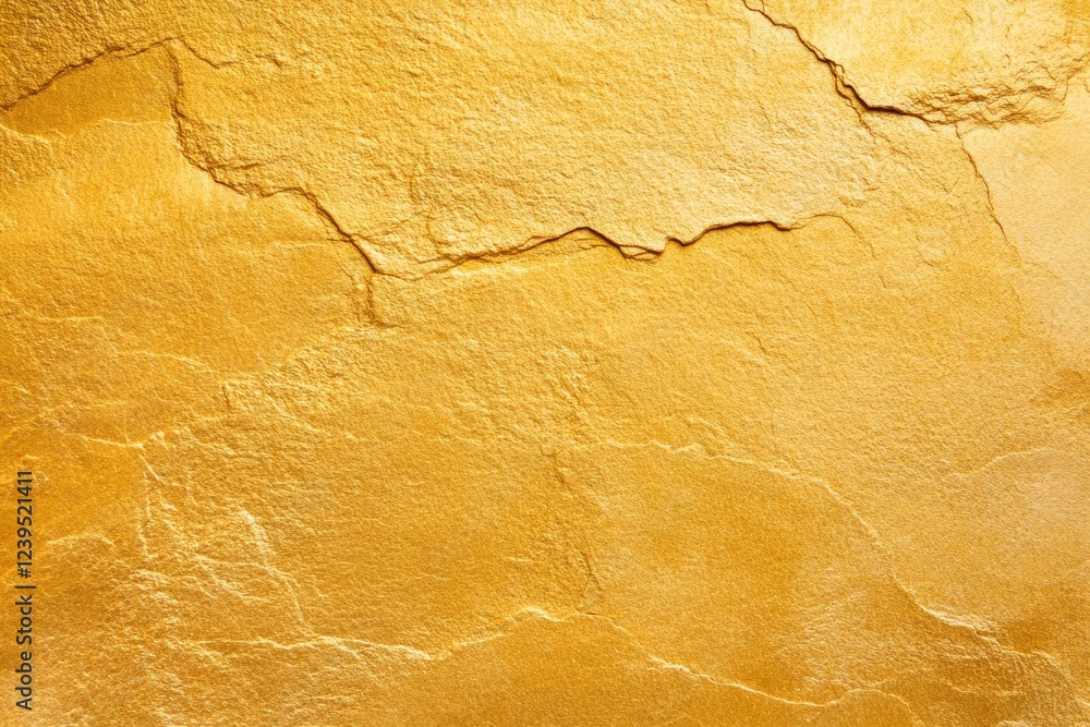 Poster close-up of shiny gold textured surface with cracks and irregular patterns