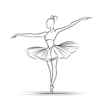 recommend clip art: Line art representation of a ballerina; classical dance performance