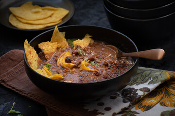 Vegan bean tortilla soup