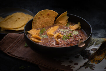 Vegan bean tortilla soup