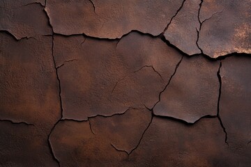 Obraz premium Cracked earth texture with rusty brown surface and natural patterns