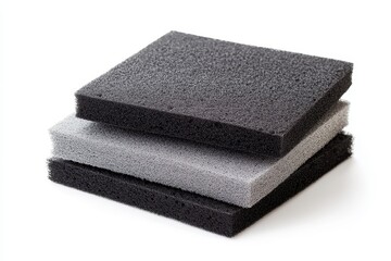 Varied thickness soundproof foam on a white backdrop
