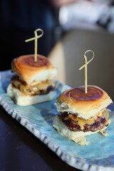 Burger sliders at a local restaurant in downtown Columbus, Ohio.