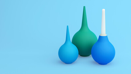 set of enemas on a blue background. illustration on the theme of medicine and health