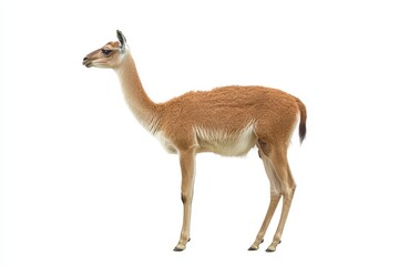 Obraz premium Vicuña alone on a white backdrop representing Andean wildlife