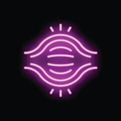 Bright pink neon sign of a flexing bicep muscle on a black background, perfect for gym and fitness branding