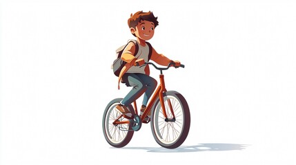 Obraz premium Cartoon Boy on Bicycle for Design or Animation