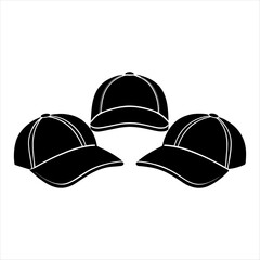 stylish cap icon set  drawing silhouette white background