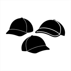 stylish cap icon set  drawing silhouette white background