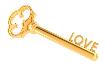 Key Love. Key to love, concept. 3D rendering isolated on transparent background