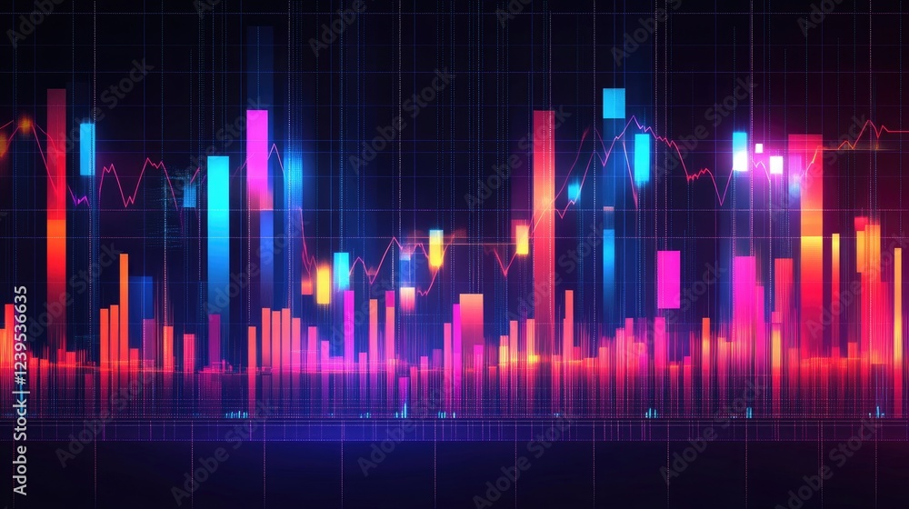 Poster abstract concept of algorithmic trading with futuristic data visuals.