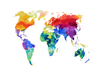 World map colorful. hand drawn. Not AI, Vector illustration