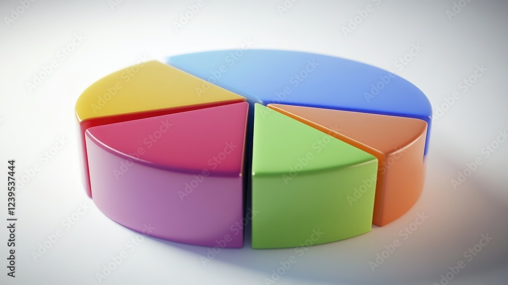 Aufkleber a financial pie chart cut into different sections representing budgeting concepts.