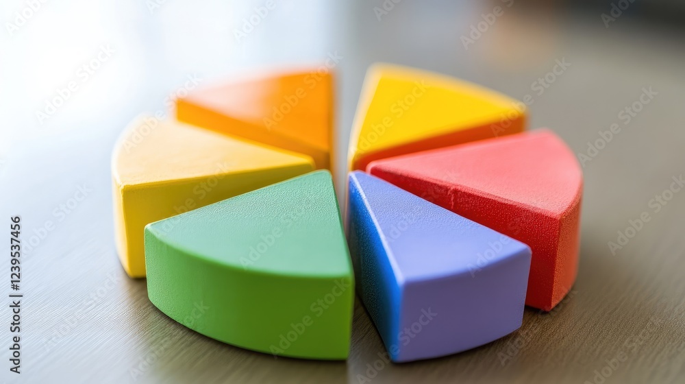 Poster a financial pie chart cut into different sections representing budgeting concepts.