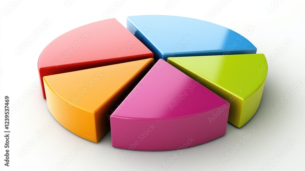 Poster a financial pie chart cut into different sections representing budgeting concepts.