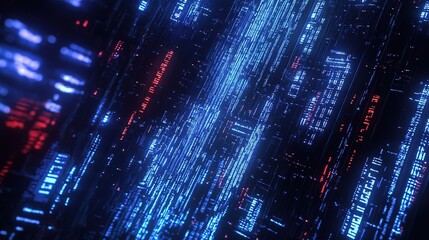 Obraz premium light glow futuristic matrix world with binary data floating light trail 